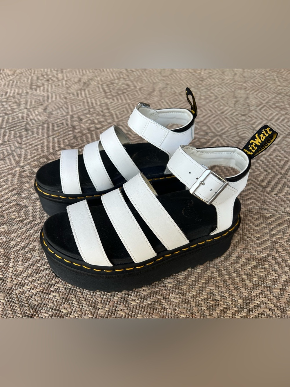Dr. Martens Blaire Hydro Leather Platform Sandals White Women's US 7